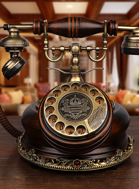 仿古电话机座机欧式家用复古电话机固定插卡无线旋转客厅卧室有线