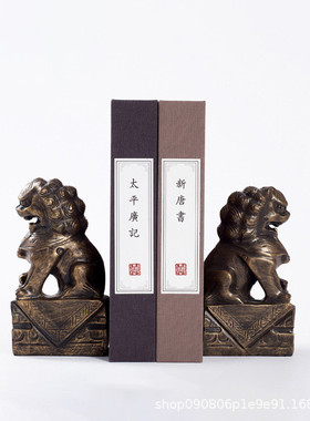 新中式白色砂岩树脂狮子摆件禅意玄关办公室软装样板房家居工艺品