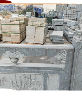 石雕栏杆石头护栏河道桥梁阳台旗台大理石浮雕线雕刻围栏板花岗岩