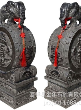 石雕抱鼓石仿古石雕鼓石墩仿古石门门鼓麒麟貔貅石门鼓门口摆件