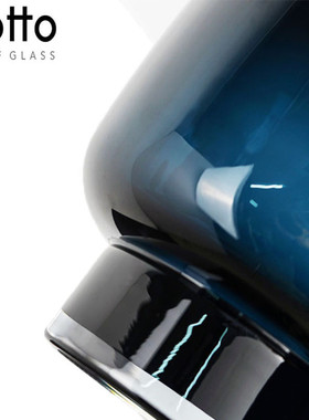 热销客厅创意家居玻璃花瓶复古轻奢摆件装饰品蓝彩色玻璃高脚花瓶