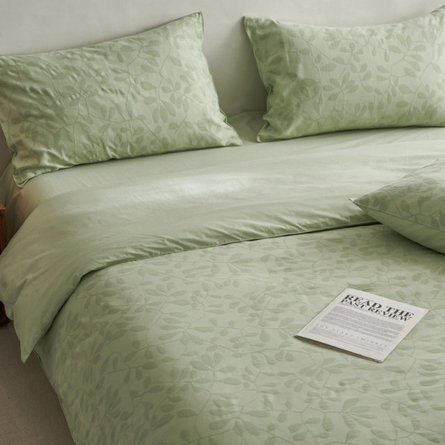 Hot-selling pure cotton double layer yarn bed four-piece set cotton simple quilt cover bedding style student dormitory bed sheet three-piece set