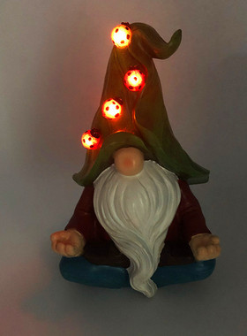 户外太阳能灯树脂工艺品摆件精灵雕像花园装饰矮人侏儒庭院草坪小