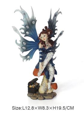 摆件定制仿真花仙子带翅膀桌面摆件雕像精灵小摆件创意树脂工艺品