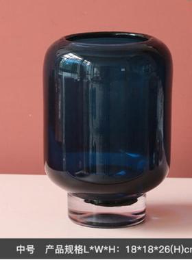 北欧风大口径玻璃花瓶家居客厅装饰品 餐桌卧室插花摆件批发