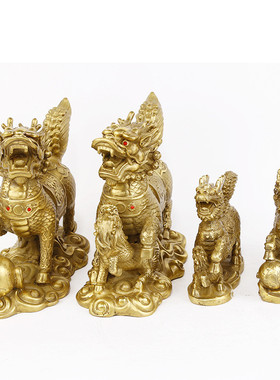 兴旺铜器铜戏珠麒麟摆件铜送子麒麟铜麒麟摆件纯铜家居摆件