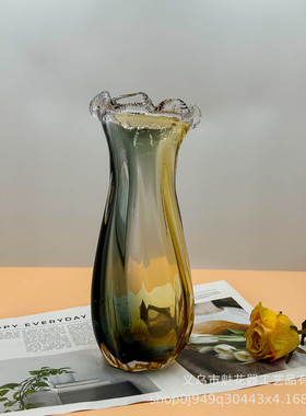 现代简约螺旋纹创意琉璃花瓶客厅餐桌手工插花摆件样板间高级装饰