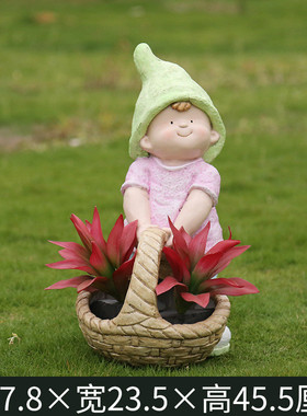 户外花园庭院装饰品摆件人物卡通创意别墅树脂男女孩花缸花盆摆设