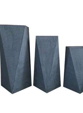 时尚复古立体落地水泥色花瓶酒店商场欧式简约菱形花器三合一套装