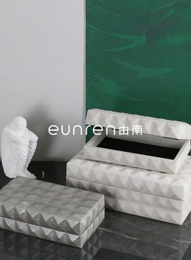 热销中式现代简约pu木质皮装饰收纳盒卧室样板间梳妆台首饰盒桌面