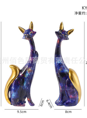 水转印橱窗创意摆件热销北欧风树脂家居狐狸客厅桌面装饰工艺品