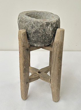 民俗怀旧老物件庭院小石石头臼花盆花架杂项民宿小院装饰复古摆件