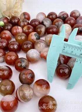 热销天然晶体缠丝玛瑙球爆批发面圆珠手工散珠家居摆放能量品可彩