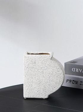 现代简约米白色陶瓷花瓶ins风花器家居装饰品酒店前台背景墙摆设