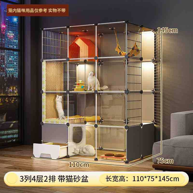 麓f猫笼子超大自由空间家用室内猫咪别墅猫砂盆猫窝架爬厕所一体 - 图0