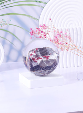 直供透明矿内嵌树脂石球内埋工艺品亚克力水晶球家居装饰摆件