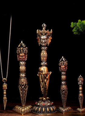 热销卡为手把件巴金刚橛铜摆件藏式普降魔杵三面金刚杵撅法器生产