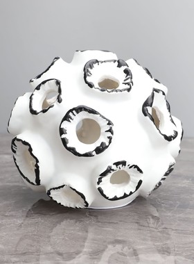 欧式创意堆积白色圆球树脂正方体摆件样板房售楼部卧室书房饰品