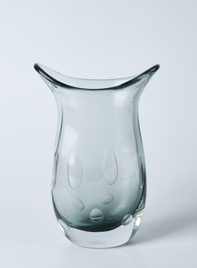 手工套装扁花瓶样板房花器水晶饰品干花花艺琉璃售楼处高端摆件