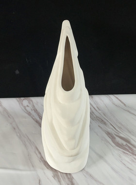 简约花瓶摆件陶瓷叠加层叠花器白色样板房花盆售楼处软装饰品