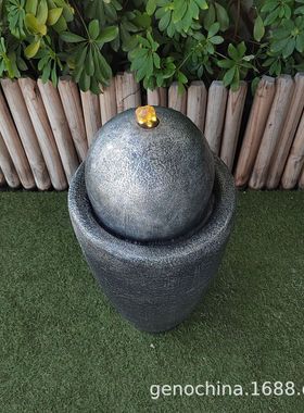 热销流水园林创意简约现代银色招财喷泉庭院室内室外通用工艺品摆