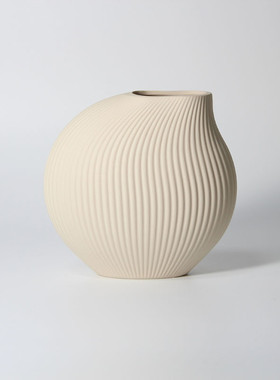 定制花瓶摆件北欧简约工艺品家居桌面装饰陶瓷条纹批发