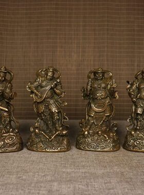 做旧仿古铜四大天王仿紫铜摆件古玩收藏家居办公装饰工艺品古董