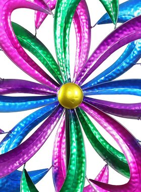 热销金属花园铁艺插件创意庭院旋转风车户外风车工艺品地插摆件批