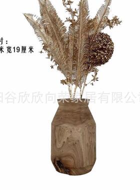 热销木质花瓶复古客厅实木干花摆件餐桌插花装饰器小花摆设