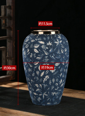 景德镇陶瓷花瓶复古仿古插花青花瓷台面花盆客厅桌面中式装饰摆件