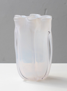 现代简约样板间白菜花瓣琉璃花瓶餐厅客厅玄关台面玻璃装饰花瓶