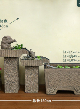 w~户外室外造景庭院落地大水景鱼池成品鱼缸流水摆件循环水水系景