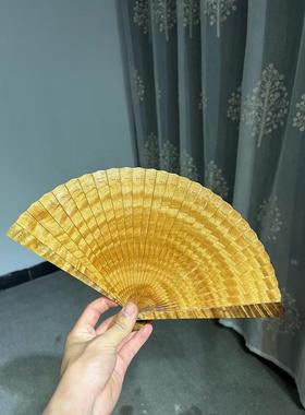 dtp9批发金丝楠苏扇小叶桢楠水波纹工艺扇男手工扇子新中式女款随