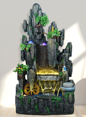 热销落地饰品风加湿器家居饰品鱼池创意摆件大型假山流水喷泉家居