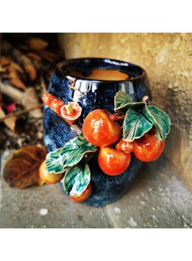 精品花生花瓶石湾陶瓷陶瓷桌面水培花器透气高端家居摆设