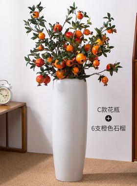 景德镇落地干花插花摆件中式白色现代简约陶瓷大花瓶客厅装饰