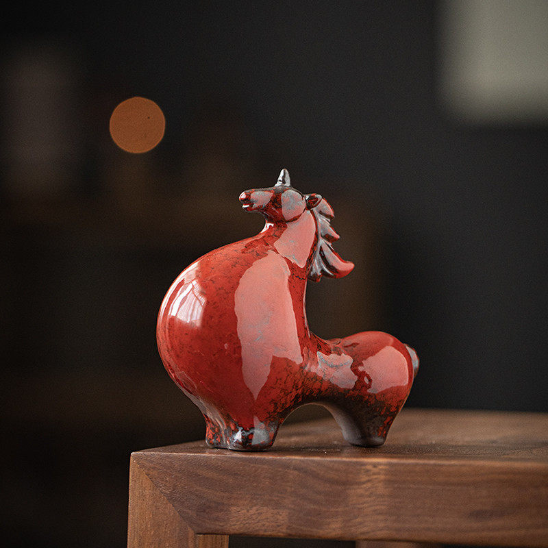 陶瓷唐马摆件新中式家居客厅玄关桌面装饰品办公桌面生肖马摆设,淘宝优惠券,粉丝福利购,淘宝优惠卷