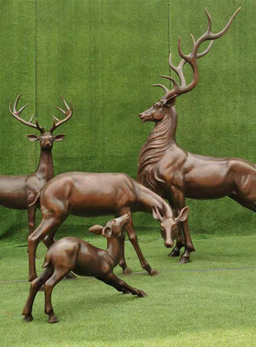 热销厂家大型不锈钢动物雕塑售楼部中式公园室内创意工艺摆件组合