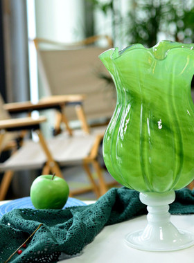 现代简约绿客厅电视柜玻璃花瓶摆件玄关色系装饰摆件装饰台面花瓶