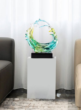 热销浪花雕塑售楼处酒店落地装置艺术品透明树脂摆件大型大堂装饰