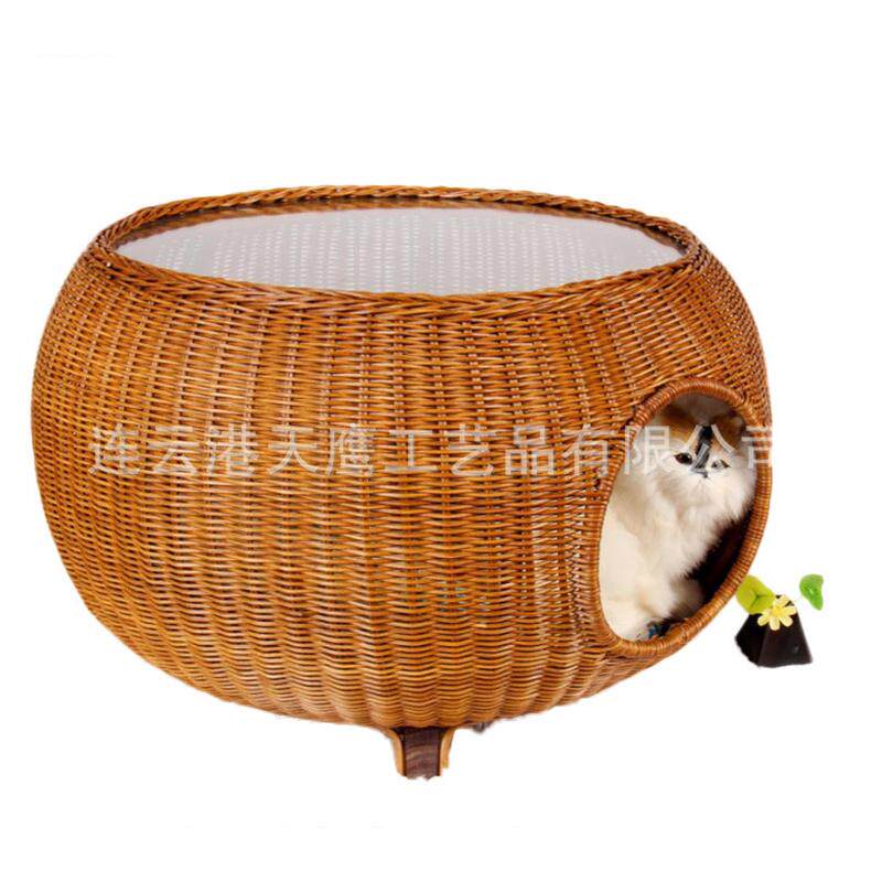 现货批发猫笼猫茶几猫狗两用猫窝半封闭式藤编宠物猫家具,淘宝优惠券,粉丝福利购,淘宝优惠卷