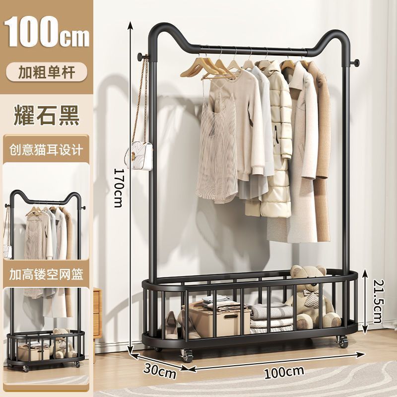 立式衣架落地衣帽架可移动带轮家用客厅轻奢晾衣架网红简易挂衣架 - 图2