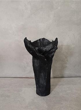 现代简约树脂绽放花瓶花瓣设计前台插花北欧家居装饰品摆件样板房