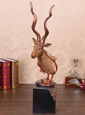 美式做村风树脂工艺品摆件仿古乡旧站鹿头批发家居工艺商务礼品