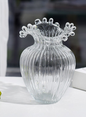 客厅摆件创意玻璃花瓶透明水养插花瓶现代简约网红花器装饰品