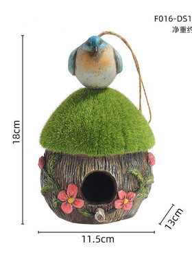 户外花园摆件小鸟植绒创意屋挂件庭院景观装饰树脂工艺品定制