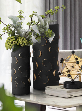 热销米洛思维现代轻奢客厅不规则陶瓷花瓶摆件创意玄关电视柜装饰
