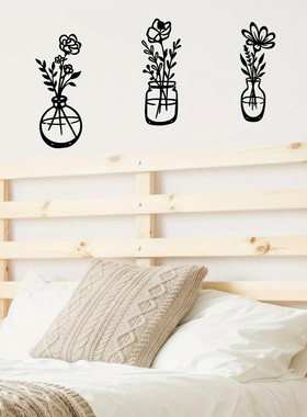 3件/套花卉花卉墙壁装饰艺术-庭院阳台装饰黑色金属热销