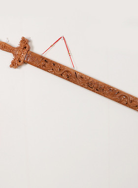 厂家供应纯桃木剑雕刻60/1米/1.2双龙剑九龙剑百福家居挂件饰品