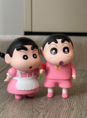 情侣蜡笔小新桌面摆件入户门创意装饰客厅电视柜新家乔迁布置装饰